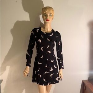Dynamite Black Dress with White Bird Pattern